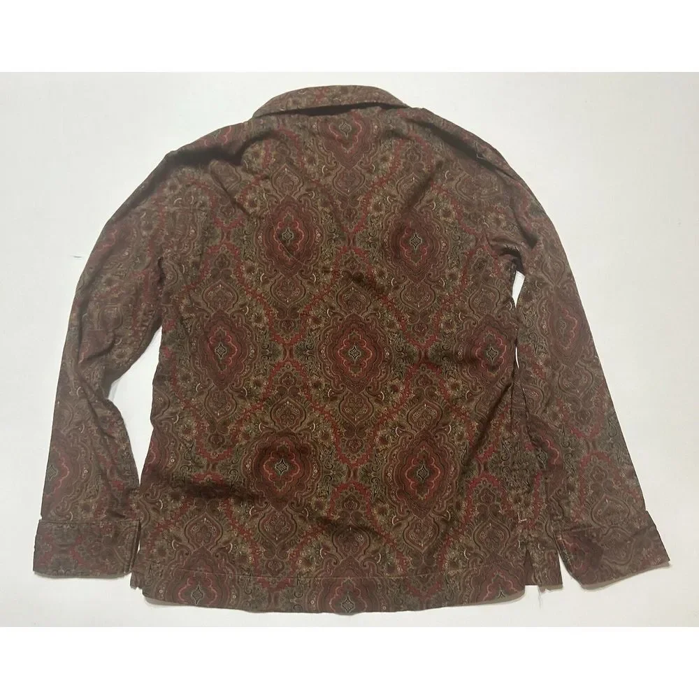 Lauren Ralph Lauren Shirt Womens Petite Small Paisley Leisure Pajama  Embroidery - Picture 3 of 9